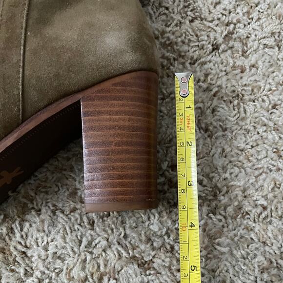 Splendid Boots Womens Size 10 Taupe Brown Suede Leather Knee High Heeled Western - Picture 13 of 14